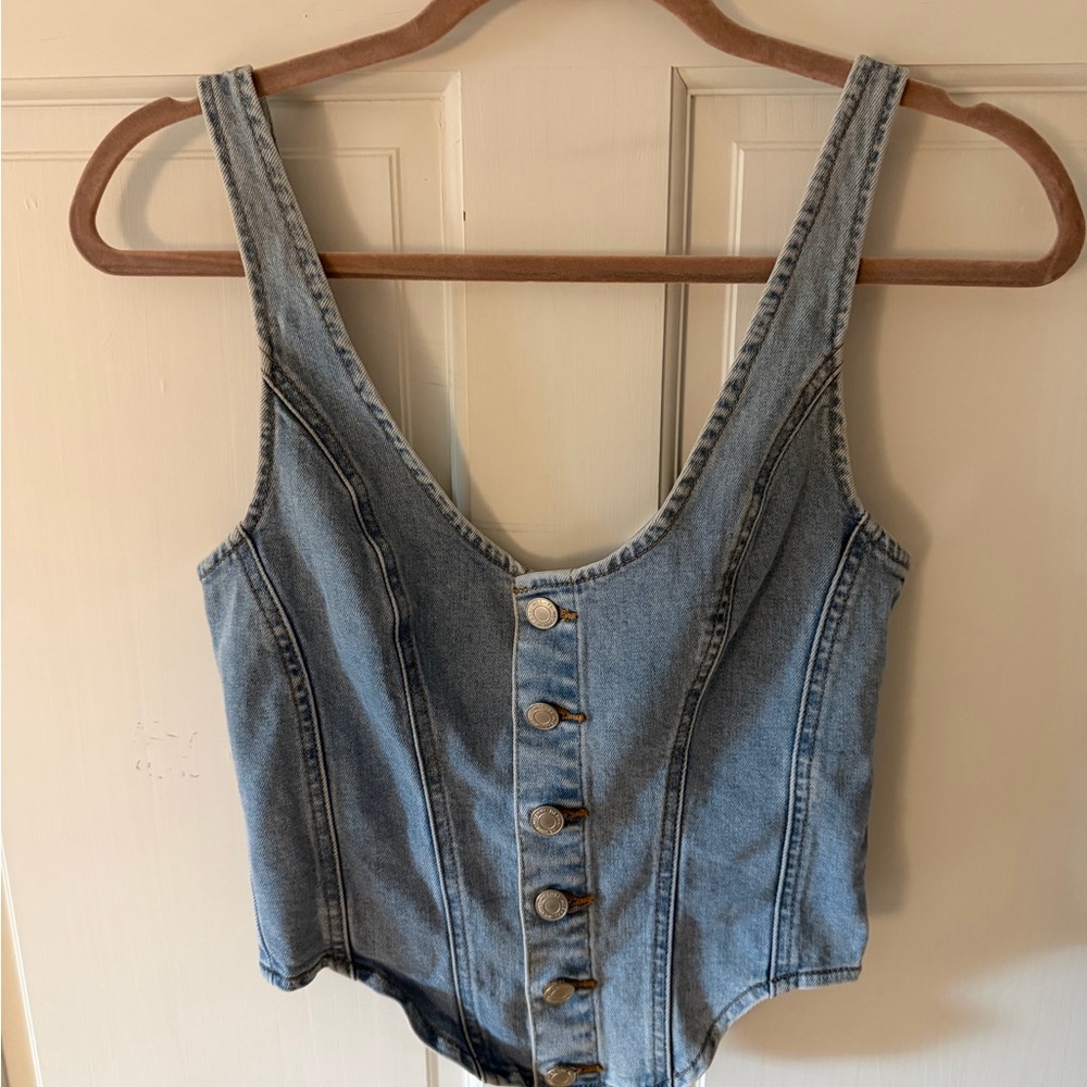 Denim corset vest